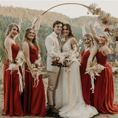 Spaghetti straps bridesmaid dresses floor length - Thumbnail 1