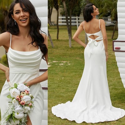 Straps wedding dresses bridal gown with bowknots - Thumbnail 1