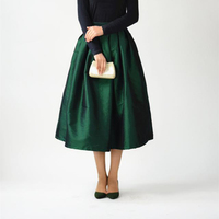 PURPLE A-line Taffeta Skirt Outfit Women Custom Plus Size Tea Length Pleated Skirt A-line Pleated Holiday Party Skirt with Pockets - Thumbnail 7