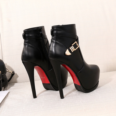 Women's super high heels with side zipper platform short boots 