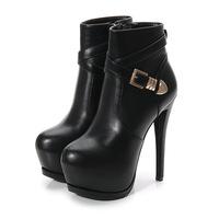 Women's super high heels with side zipper platform short boots  - Thumbnail 3