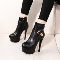 Women's super high heels with side zipper platform short boots  - Thumbnail 2