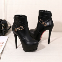 Women's super high heels with side zipper platform short boots  - Thumbnail 4