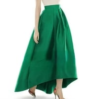 Black High-low Taffeta Skirt Holiday Elegant High Waisted A-line Black Formal Maxi Skirt Custom Plus Size - Thumbnail 3