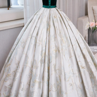 Green Velvet Floor Length Printing Prom Dresses, A Line Short Sleeve Evening Formal Dresses KPP1686 - Thumbnail 3