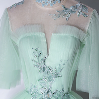 Elegant Green A Line Princess Prom Dress, A Line Lace Evening Party Dress KPP1688 - Thumbnail 3