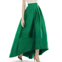 NAVY BLUE High-low Taffeta Skirt Holiday Elegant High Waisted A-line Black Formal Maxi Skirt Custom Plus Size - Thumbnail 2