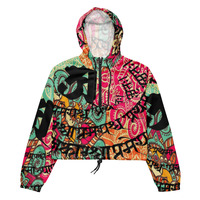 Sanskrit Scribbles Cropped Windbreaker - Thumbnail 1