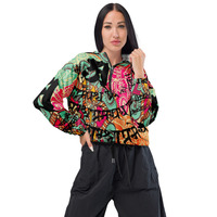 Sanskrit Scribbles Cropped Windbreaker - Thumbnail 2