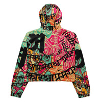 Sanskrit Scribbles Cropped Windbreaker - Thumbnail 3