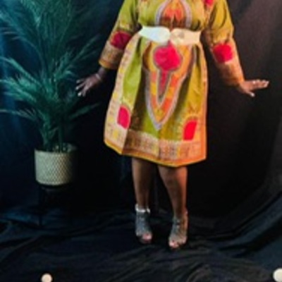 Olive dashiki dress (plus size)