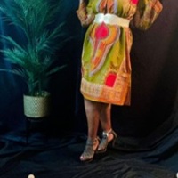 Olive Dashiki Dress (plus size) - Thumbnail 1