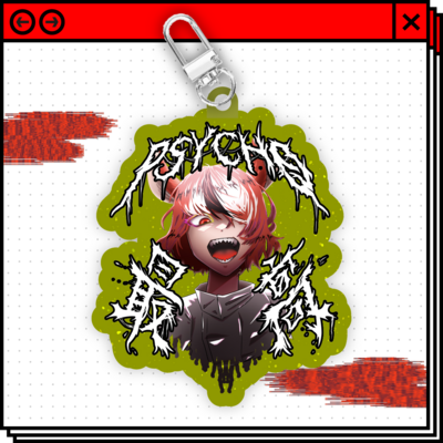 Hakos baelz psycho saikou glittery window keychain