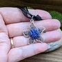 Starfish flower pendant necklace purple polymer clay jewelry -1