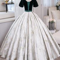 Green Velvet Floor-Length Printing Prom Dresses - Thumbnail 2