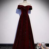 Elegant Off Shoulder Glitter Evening Dresses - Thumbnail 1