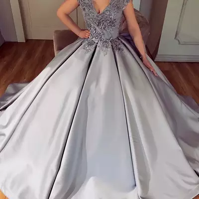Gray ball gown wedding dresses off shoulder beads crystals lace non white bridal gowns modern colorful wedding dress custom made