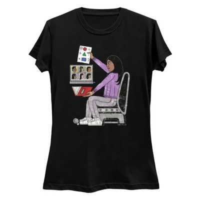 Teachers are essential ladies slim fit black t-shirt