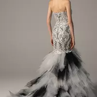 Black and White Ivory Mermaid Wedding Dresses Gowns Gothic Sweetheart Ruffles Skirt Formal Bride Dress With Color Custom Made - Thumbnail 1