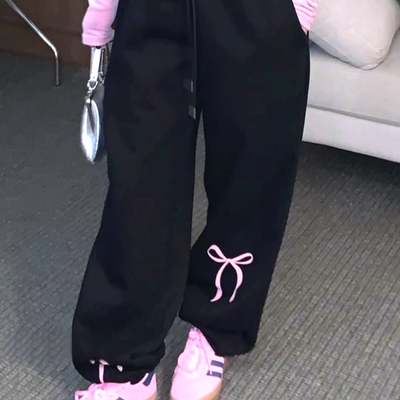 Y2k bow jogger pants