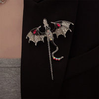 Gothic exaggerated imprisoned flying dragon necklace - Thumbnail 1