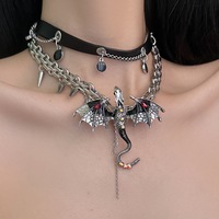 Gothic exaggerated imprisoned flying dragon necklace - Thumbnail 5