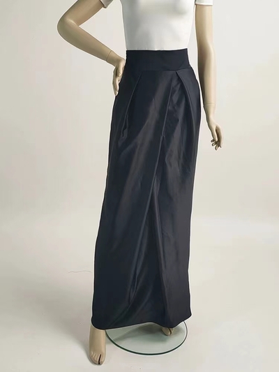 BLACK Taffeta Pencil Maxi Skirt Outfit Custom Plus Size Women Cocktail Party Pencil Skirt