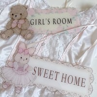 Original design ballet rabbit bear sweet home acrylic brand lace illustration hand-painted room door tag - Thumbnail 4