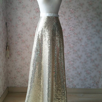 BLACK Sequined Maxi Skirt Women Custom Plus Size Black Sequin Skirt Wedding Guest Outfit - Thumbnail 5