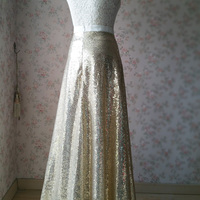 BLACK Sequined Maxi Skirt Women Custom Plus Size Black Sequin Skirt Wedding Guest Outfit - Thumbnail 6