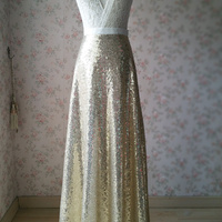 BLACK Sequined Maxi Skirt Women Custom Plus Size Black Sequin Skirt Wedding Guest Outfit - Thumbnail 7