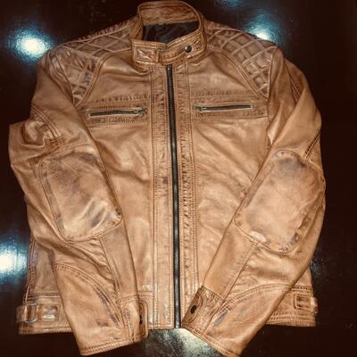 Crafted leather men's motorcycle genuine lambskin leather slim fit biker jacket  - Thumbnail 5