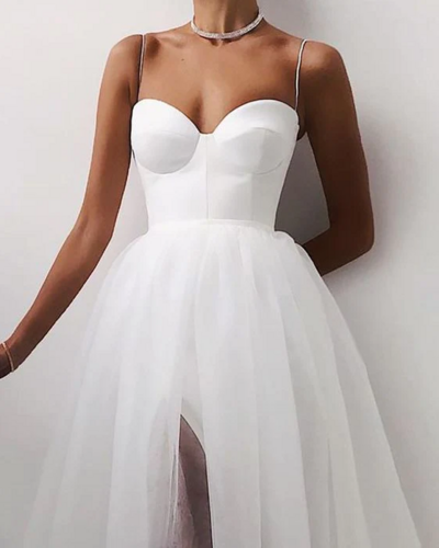 Spaghetti Strap A Line Short Evening Dress