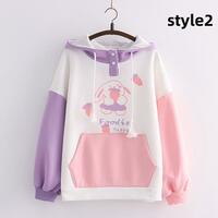 cartoon bunny print hoodie - Thumbnail 1