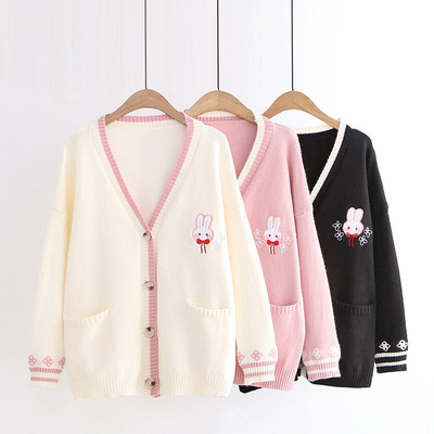 Cute and sweet college style bunny cardigan