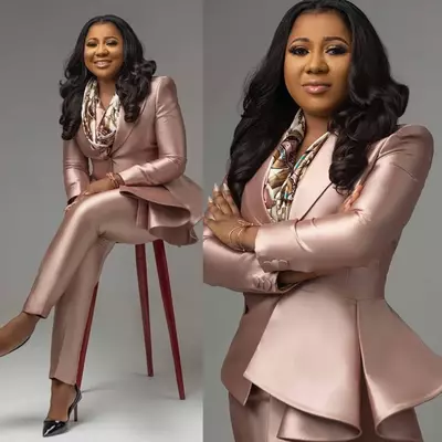 Plus size mother of the bride suits 2 pieces satin slim women prom formal wear tuxedos blazer for wedding