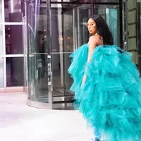 Puffy High Low Party Dresses Tulle Skirts Women Puffy Long Lady Cocktail Tutu Skirt Elastic Causal Robe de soiree Tiered Ruffles Prom Dress - Thumbnail 2