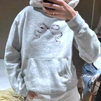 Y2k ribbon graphic hoodie