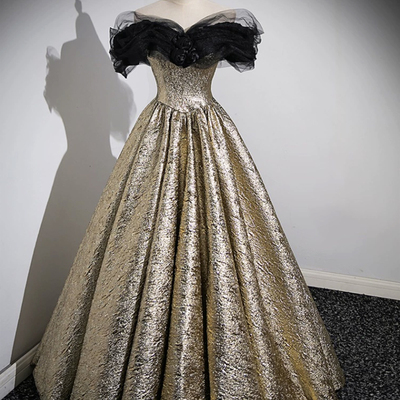 Sparkly black and gold glitter prom dresses ball gown