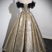 Sparkly Black and Gold Glitter Prom Dresses Ball Gown - Thumbnail 3