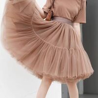 A-line Brown Fluffy Tulle Midi Skirt Holiday Outfit Women Custom Plus Size Layered Tulle Skirts - Thumbnail 6