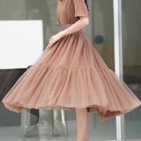 Black A-line Knee Length Tulle Skirt Holiday Outfit Women Custom Plus Size Black Layered Tulle Skirts - Thumbnail 9