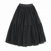 Black A-line Tulle Midi Skirt Black Midi Fluffy Skirt Women Custom Plus Size Black Layered Tulle Skirts - Thumbnail 2