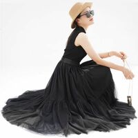 Black A-line Tulle Midi Skirt Black Midi Fluffy Skirt Women Custom Plus Size Black Layered Tulle Skirts - Thumbnail 1