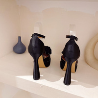 Black Flower Platform Pumps Heels - Thumbnail 5