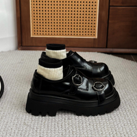 JK Black Platform Leather Shoes  - Thumbnail 1