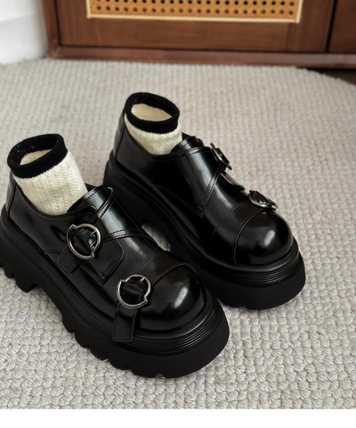 JK Black Platform Leather Shoes 