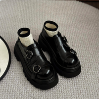 JK Black Platform Leather Shoes  - Thumbnail 2