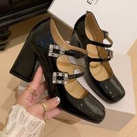 Patent Leather Mary Jane Pumps Heels - Thumbnail 3
