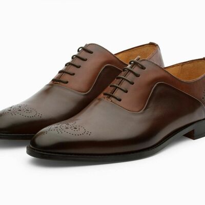 Handmade maroon brown stylish genuine lace up leather brogues toe men shoes